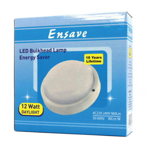 Ensave LED Bulkhead Lamp 12W Round 6500K