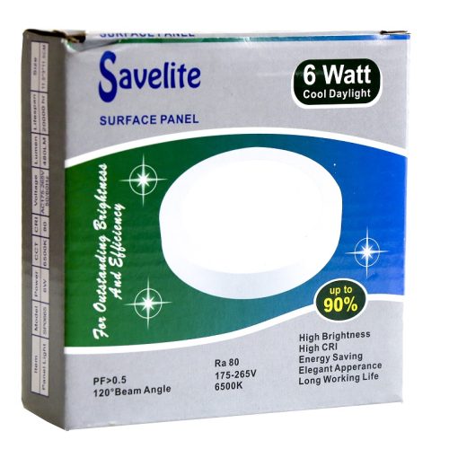 Savelite Panels Round Surface 6W Cool Day 6500K