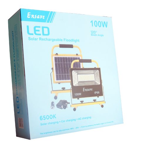 Ensave LED Solar Rechargeable Floodlight 100W