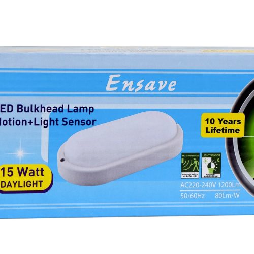 Ensave Bulkhead Lamp Motion+Light sensor 15Watt
